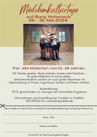 Mädchenkulturtage auf Burg Hoheneck, Nürnberg